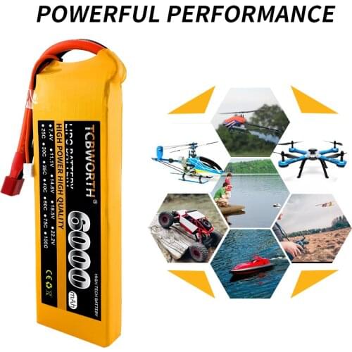 TCBWORTH Batteries 2S 7.4V 6000mAh 30C RC Drone LiPo Battery 2S For RC Airplane Quadcopter Helicopter Car Boat
