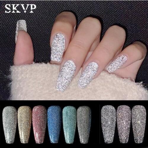 SKVP 8ML Sparkling Diamond Gel Nail Polish 8ml Glitter Laser Nail Gel Nail Art Vernish Semi Permanent Top Coat Base Gel Varnish