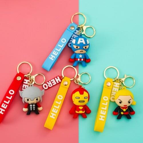 Disney Arrive Marvel Avengers Keychains Superhero Iron Man Spider Man Toy Key Chain Fou Kids Schoolbag Pendant Gift