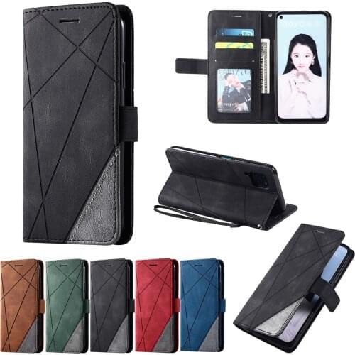 Stand Business Phone Holster For Huawei Honor 9A 9C 9S Y5P Y6P Y7P P Smart 2019 2020 P30 P40 Lite Pro Stripe Wallet Rhombus Case