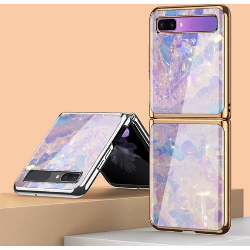 Z Fold2 5G Funda Case for Samsung Galaxy Z Fold 2 Z Flip Symphony Glittering Shell Patterned Tempered Glass Phone Case Cover