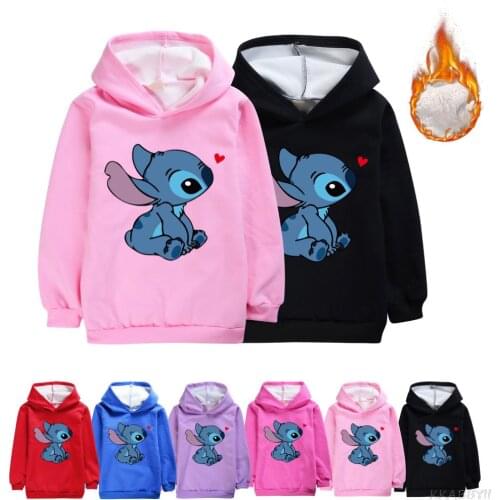 Disney Stitch Hoodie Childrens Pullover Cartoon Sweater Boys and Girls Hoodie Autumn Jacket