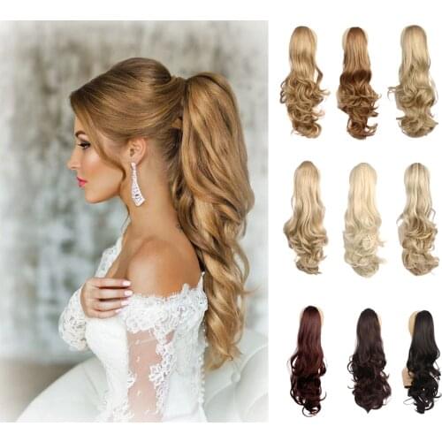 BUQI 24 Inch Long Wave Synthetic Claw Clip Ponytail Hair Extension, Fashion Womens High Temperature Fiber Hair Accessories