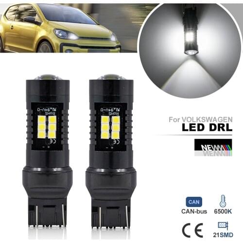 LED 7443 T20 W21/5W Daytime Running Light Bulb for VW Up Caddy MK4 Crafter 2E Touareg 7P Beetle Skoda Citigo Seat Mii Error Free