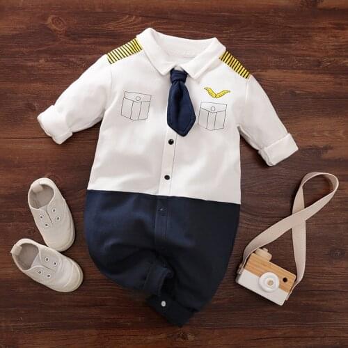 Cotton Newborn Baby Boys Clothes Rompers New born Boy Romper Onesie Infant Outfit Costume Babygrow Aircraft Captain Overalls