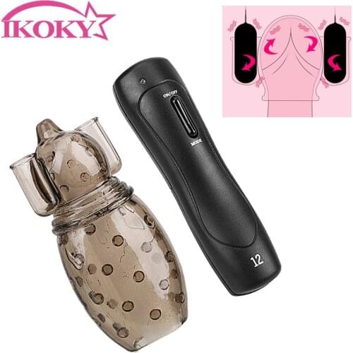 IKOKY Penis Vibrators Delay Ejaculation Male Masturbator Sex Toy For Men Cock Trainer Massager Erotic Sex Products