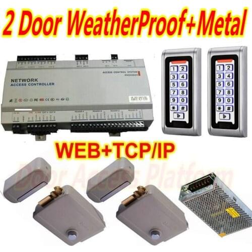 2 Door Weatherproof outside locker kit withWeb IP board panel+2 pcs Metal reader+Electro Rim controller lock+power+pc software