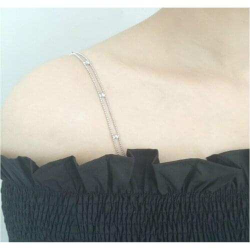 Beautiful Women Shoulder Strap Adjustable Bead Chain Rhinestone Versatile Dress Accessories Underwear Bra Golden Black Silver