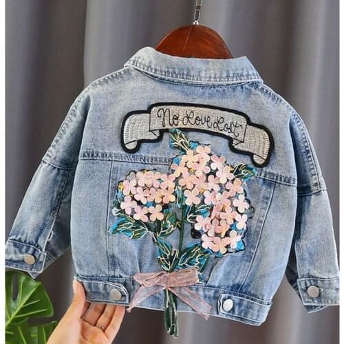 Girls Coat Denim Jacket for Children Embroidered Flower Jacket Baby Jacket Kids Clothes Windbreaker Coat For Girl
