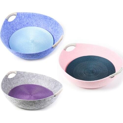 Cat Beds House with Cool Mat Felt Cloth Dog Sleeping Basket Comfortable Breathable Funny Kitten Puppy Cave