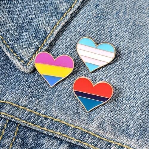 3 styles Rainbow heart Metal Enamel Pin Red, yellow and blue Love shape Lapel Brooch The best gift for a loved one Custom Badge
