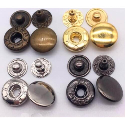 50set/Pack 10mm 12.5mm 15mm Mix Colors Metal Press Studs Sewing Button Snap Buttons Fasteners Sewing Leather Craft Clothes Bags