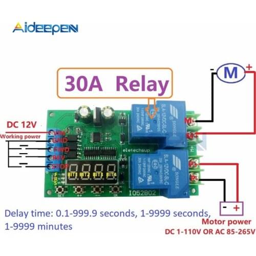 12V 30A Multifunction DC/AC Motor Controller Relay Board Forward Reverse Control Automatic Delay Cycle Start Stop Switch Module