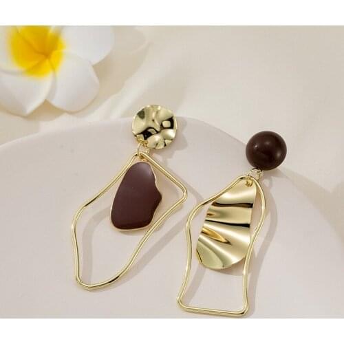 Fashion Exaggerated Geometric Retro Asymmetric Earrings Earrings Fashion Exquisite Ear Clips Female Jewelry Accessories