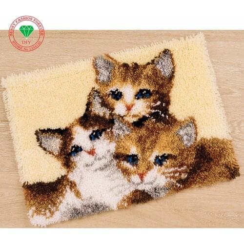 Cartoon Cat Latch hook rug kits Carpet embroidery Threads for embroidery yarn for knitting stitch thread DIY Yarn Mat cushion