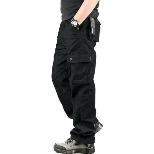 High Quality Mens Cargo Pants Mens Casual Cotton Multi Pocket Military Pant Overall Plus size 29- 44 Men Outdoors Long Trousers