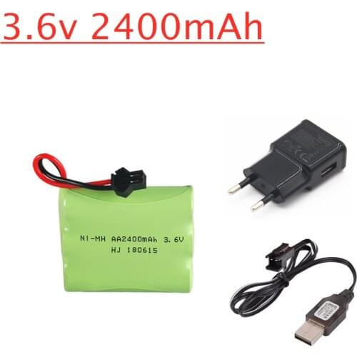 Ni-MH AA 3.6v 2400mAh Rechargeable Battery Pack + USB Charger Set For Rc toys Car Boat Tank Train Robot Boat Gun Spare Parts