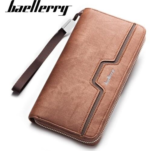 New style business casual clutch young male wallet pu leathercraft design purse card holder detachable wristlet bag men