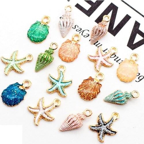 15Pcs/Set Conch Sea Shell Ocean Pendants Making DIY Handmade Accessories for Birthday Wedding Mermaid Party Decoration Supplies