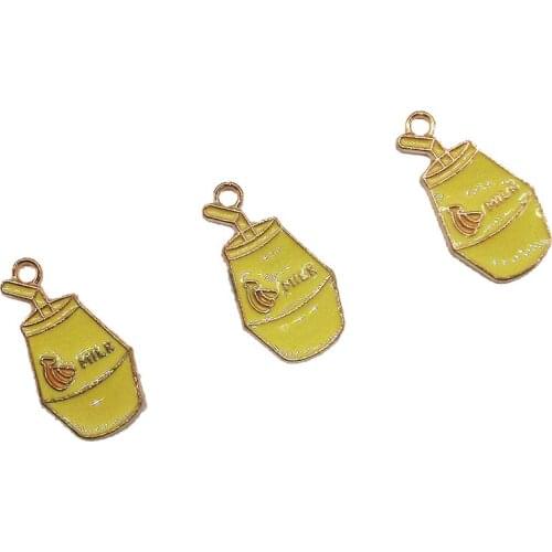 10Pcs 11*20mm Drink Milk Enamel Charms Fashion Jewelry Earring Bracelets DIY Making Golden Base Pendants Jewelry Making XL586