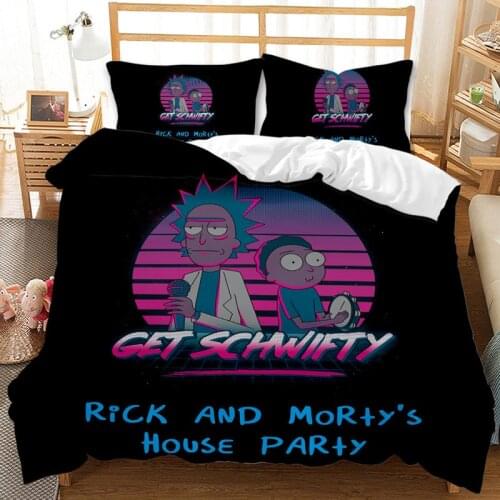 Popular Anime Man Rick Quilt Cover 3D Printing Childrens Bedding 2/3 Piece Set Bed Cover Quilt Cartoon Bed Cover Quilt Cover