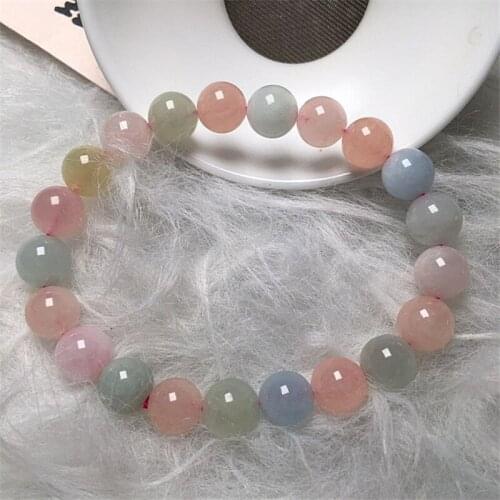 Nature Morganites 6 MM 8 MM 10 MM Round Bead Women Bracelet Fashion Jewelry For Girls Gift Not Glass 100% Really Not Dyed Color