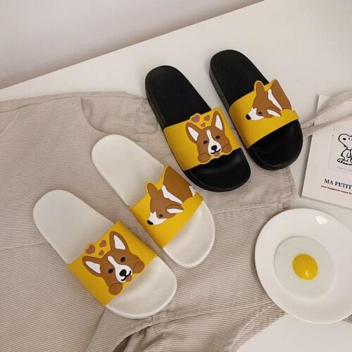 Cute Cartoon Dog Soft Bottom Ladies Slippers Beach Slippers Pu Leather Fashion Ladies Student Casual Shoes Sandals Slippers