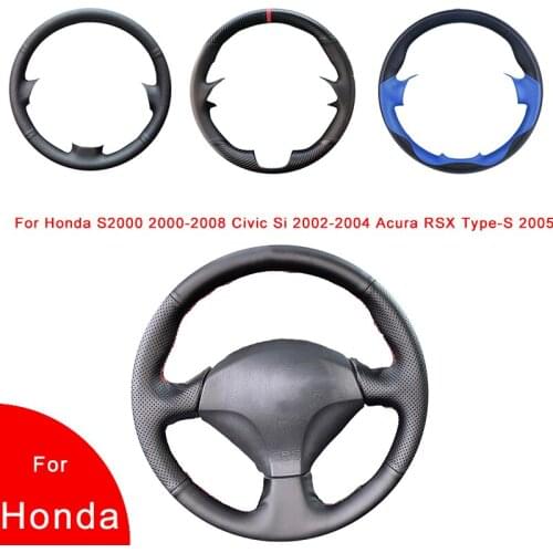 Hand-Stitched Artificial Leather Car Steering Wheel Cover For Honda S2000 2000-2008 Civic Si 2002-2004 Acura RSX Type-S 2005