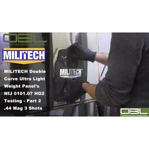 Test Video--MILITECH HG2 NIJ 0101.07 & NIJ IIIA 0101.06 Double Curve Hard Armor Testing - Part 2 .44 Magnum