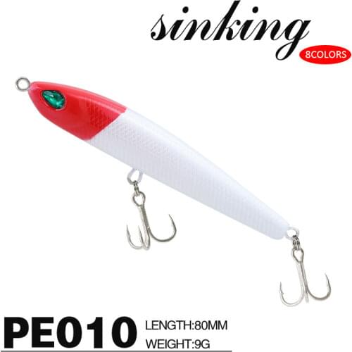 80mm 9g Sinking Pencil Lure Wobblers Minnow Artificial Bait Pike Lures Hard Baits Casting Stickbaits Lures for Fishing