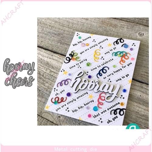 Hooray Cheers Metal Cutting Dies for DIY Scrapbooking Photo Album Decorative Embossing PaperCard Crafts Die2021