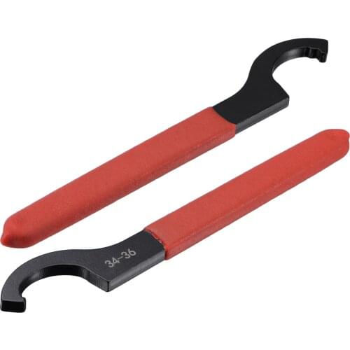 Uxcell C Hook Spanner Wrench Collet Chuck for 34-36mm Round Nut, with Red Non-slip Handle 2pcs