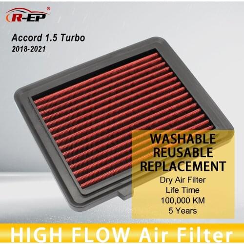 R-EP High Flow Air Filter Fits for Honda Accord 1.5L Turbo 2018 2019 2020 2021 Washable Reusable Performance Cold Air Intake