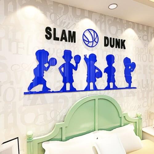 WS86 Basketball Shuijingyakeli 3D stereo wall poster Sports childrens bedroom Bedroom background wall decorations