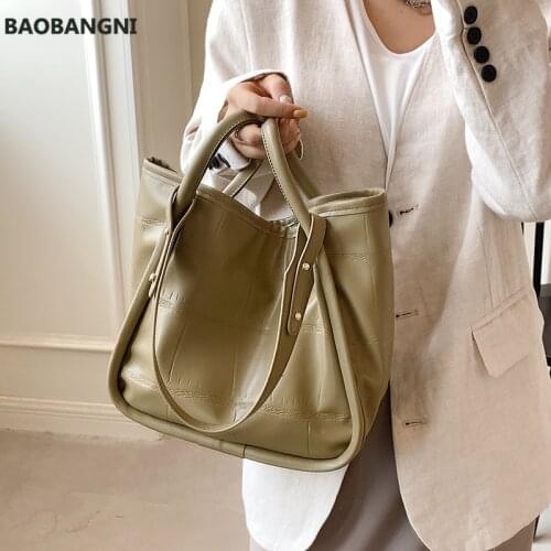 Retro Stone Pattern Simple Solid Color PU Leather Bucket Crossbody Bag for Women Shoulder Designer Ladies Handbag