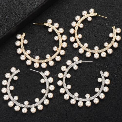 GODKI Jimbora Luxury Full Pearls Earrings For Women Bridal Wedding Engagement Earrings Fashion Daily Wear Fashion Jewelry