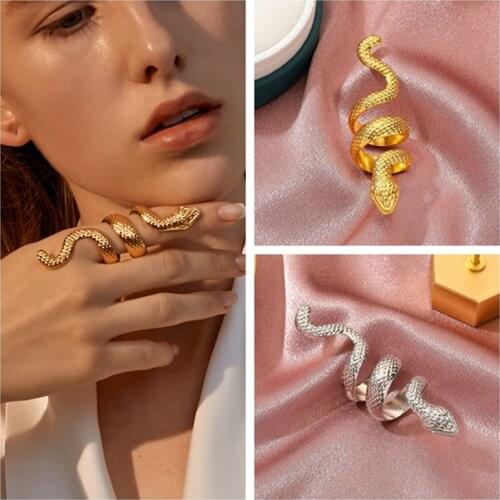 1 Pcs Snake Ring Cobra Shaped Retro Punk Exaggerated Spirit Ring Open Ring Temperament Adjustable Ring Jewelry