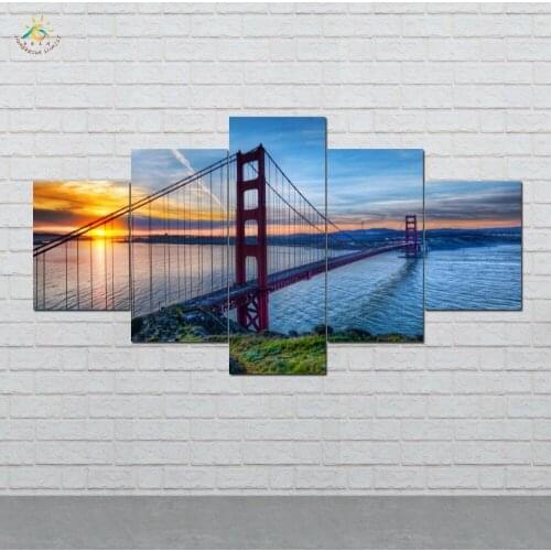 Golden Gate Bridge Wall Art HD Prints Canvas Art Painting Modular Picture And Poster Canvas Painting Decoration Home 5 PIECES