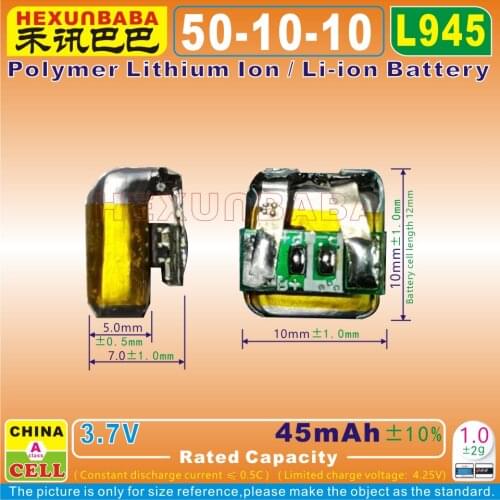 10pcs [L945] 3.7V 40mAh [501010] Polymer Li-Ion Battery For TWS Wireless Bluetooth Earphone Headphone