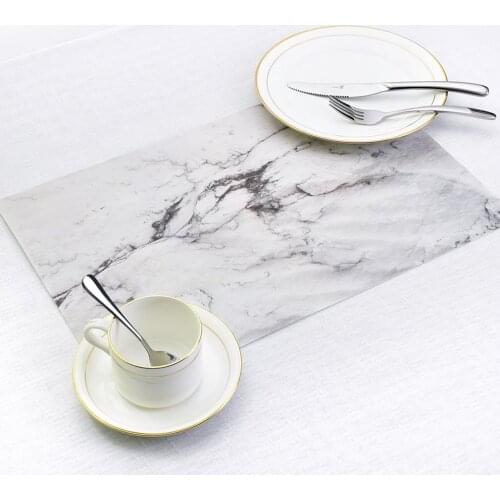 2PCS/SET Marble Pattern Anti-Slip Heat Insulated PVC Dining Table Kitchen Coffee Tea Place Mat Tableware Pad Mat Home Decor