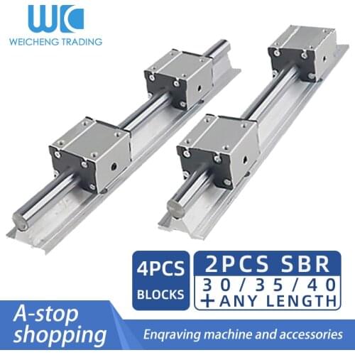 2pcs SBR16 SBR20/25/30 Linear Rail Guide 1200-2500mm+4pcs SBR16/20/25/30UU Dustproof slider Linear Bearing Block Linear Rail Set