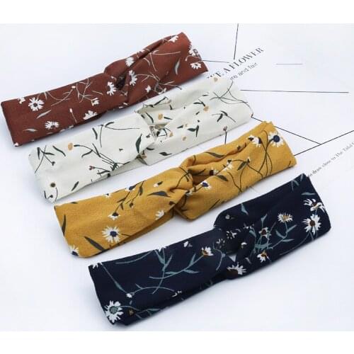 2020New Korean Elastic Cross Hairband Womens Fashion Hairband Yoga Sports Face Wash Headband Cute Daisy Flower Hair Accessories