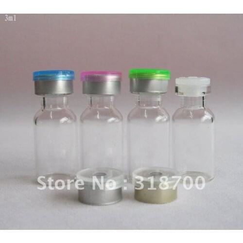 3ml clear glass vial with silicone rubber stopper & flip cap, mini glass bottle, 2ml,5ml till 30ml is available