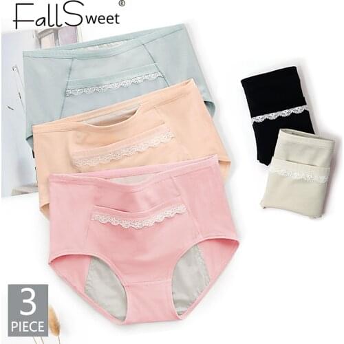 3Pcs Womens Menstrual Panties Female Underwear Cotton Period Briefs Sexy lingerie Leak Proof Physiological Plus Size Underpants