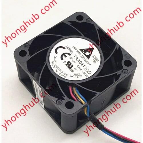 Delta Electronics TAA0412CD DC 12V 0.60A 40x40x20mm 4-Wire Server Cooling Fan