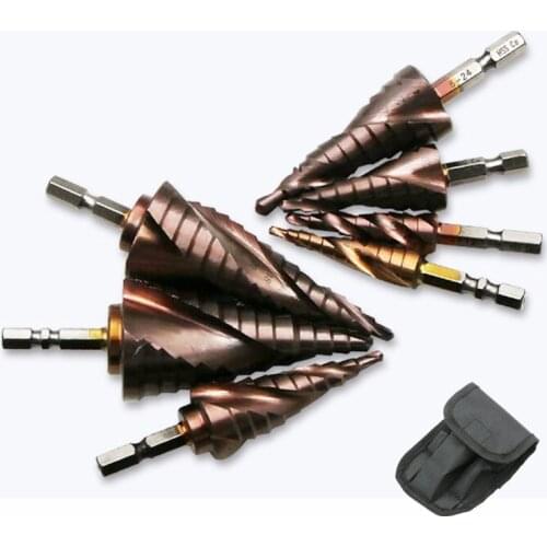 M35 Cobalt Step Drill 4-35mm High Speed Steel Drill Bits Spiral Groove Hex/Triangle Shank For Drilling Deburring Chamfering