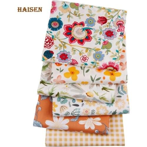 6pcs/Lot,Twill Cotton Fabrics,Calico Yellow Floral Set,Patchwork Cloth,DIY Sewing Quilting Fat Quarters Material For Baby&Child