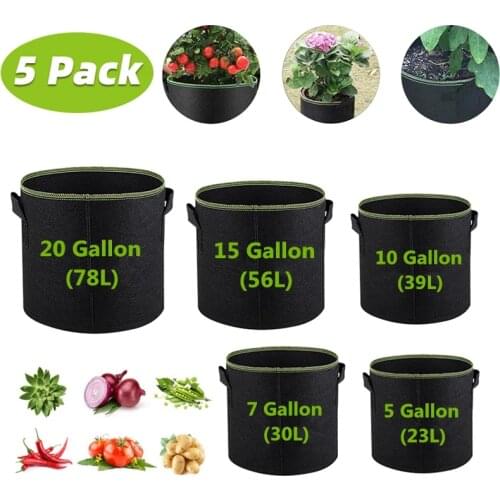 7/5/4/3 Gallon Grow Bags Felt Planter Growing Gardening Vegetable Potatoes Flower Plant Fabric Flower Planting Pots Garden Tools