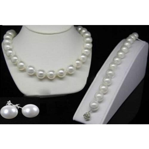 8mm White Akoya Shell Pearl Round Beads Necklace Bracelets Earrings Set