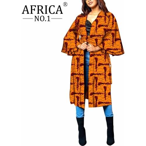 African Clothing For Women Dashiki Windbreaker Pure Cotton Floral Elegant Colorful Wax Jacket Turn Down Collar Casual Design